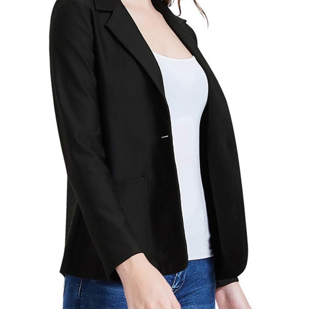 Kate Kasin Stretchy Casual Blazer – Black, Size XL (1-Button Closure) - Picture 3 of 14